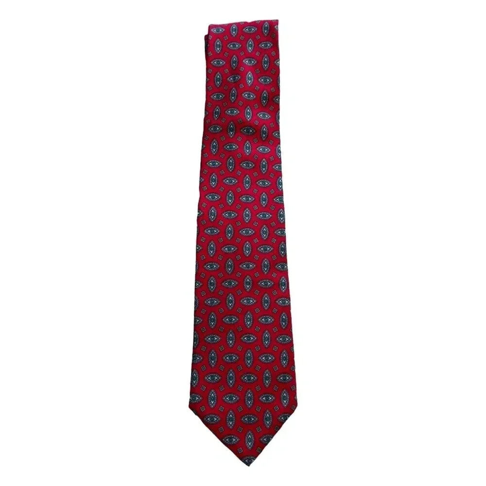 Lord & Taylor Red Geometric Silk Tie